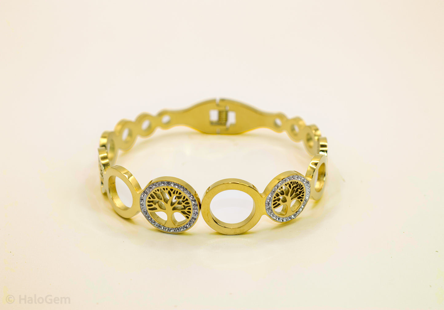 Eterna Tree of Life Gold Bangle Bracelet – Symbol of Growth & Strength