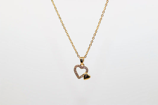 Amora Double Heart Necklace – Gold Plated Crystal Pendant
